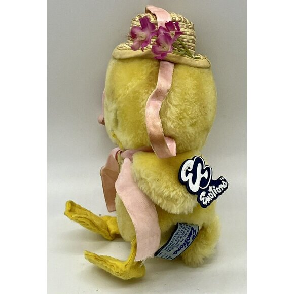 Vintage Emotions Mattel Duck Plush Straw Hat Flowers Blue Eyes Stuffed 7 inch - Picture 3 of 11
